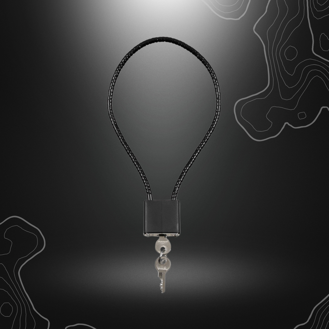 Alt tag: Cadenas MFH de 36 cm avec 2 clés, utilisable comme serrure d'armes, pour sécuriser des casques de protection, sacs à dos et autres équipements