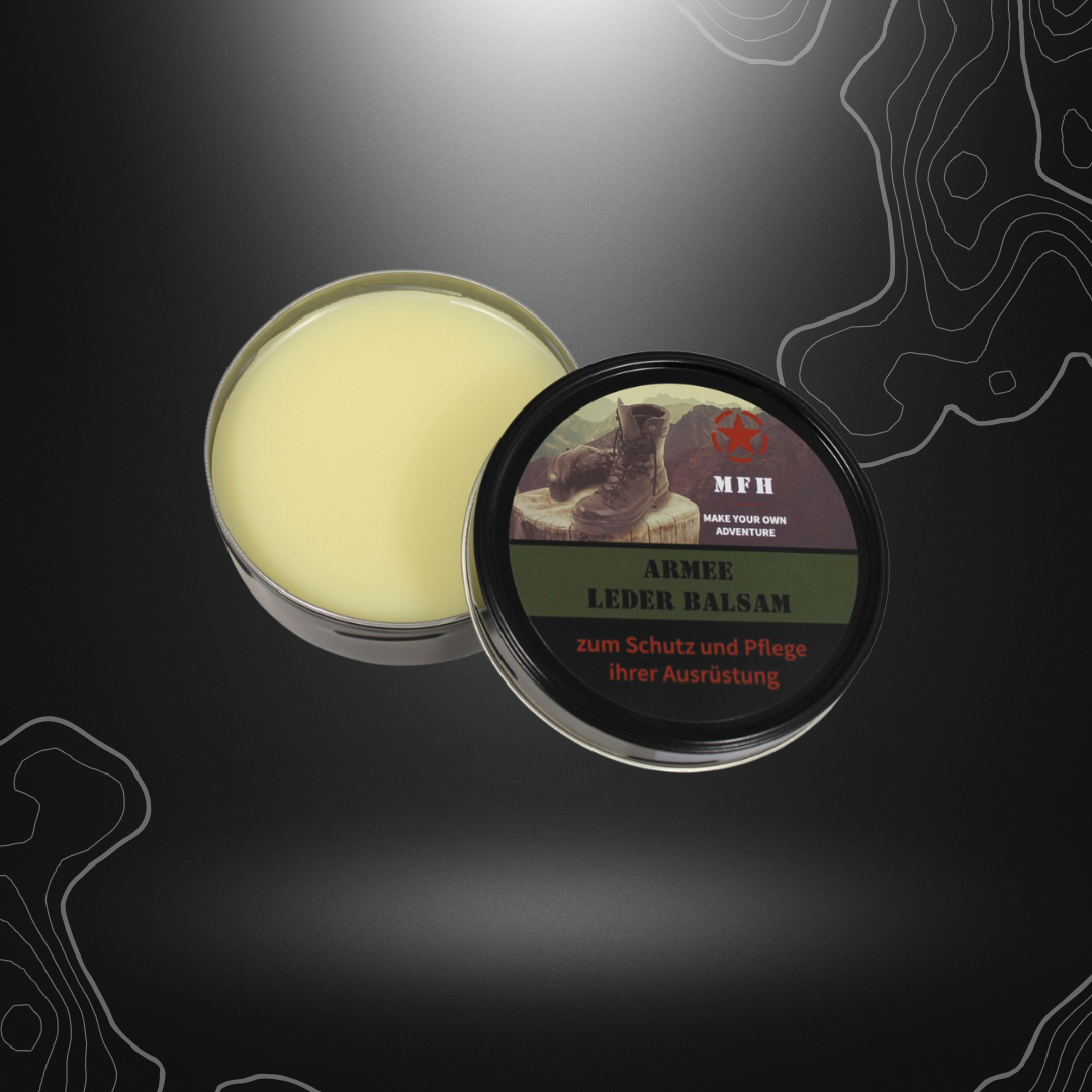 Balise alt: Balsam en cuir incolore 150ml MFH pour entretien de toutes sortes de chaussures et cuirs, également pour membrane respirante, hydrofuge, haut niveau de qualité