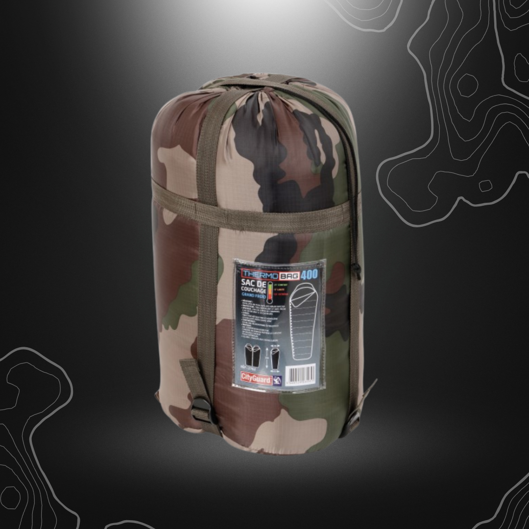 Alt tag pour un sac de couchage CityGuard Thermobag Tempéré 450, résistant à l'eau et aux déchirures, avec doublure en microfibre douce et cordon de serrage pour la po