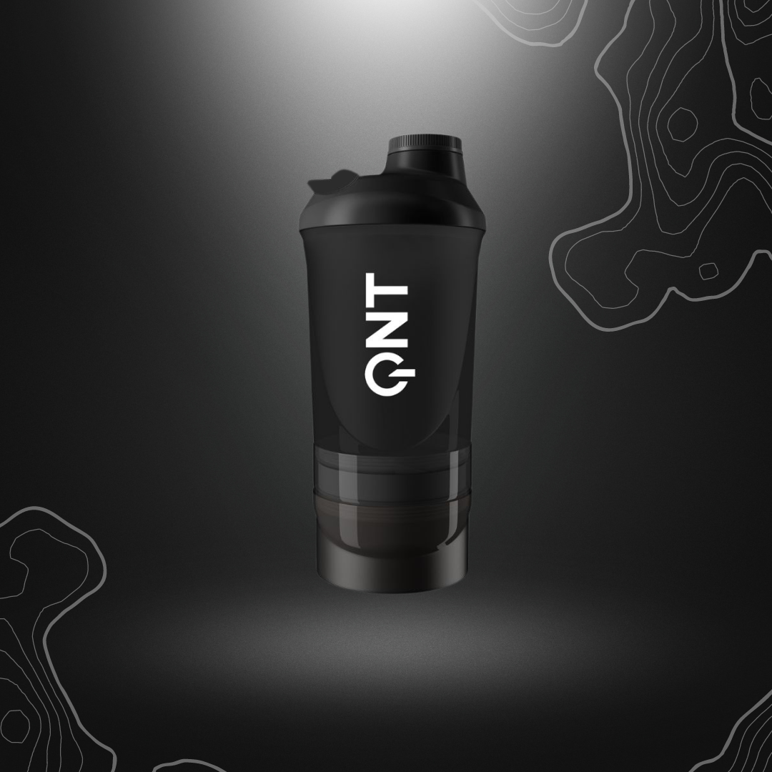 Shaker noir 600ml+350ml avec tamis intégré et graduation précise pour préparation facile de protéines