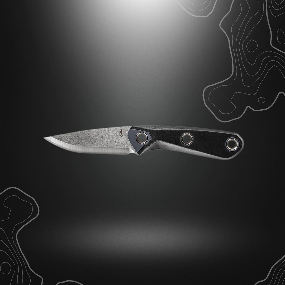 Poignard Principle noir Gerber avec étui noir, lame de 78mm en acier 440C, idéal pour le camping et la survie en plein air