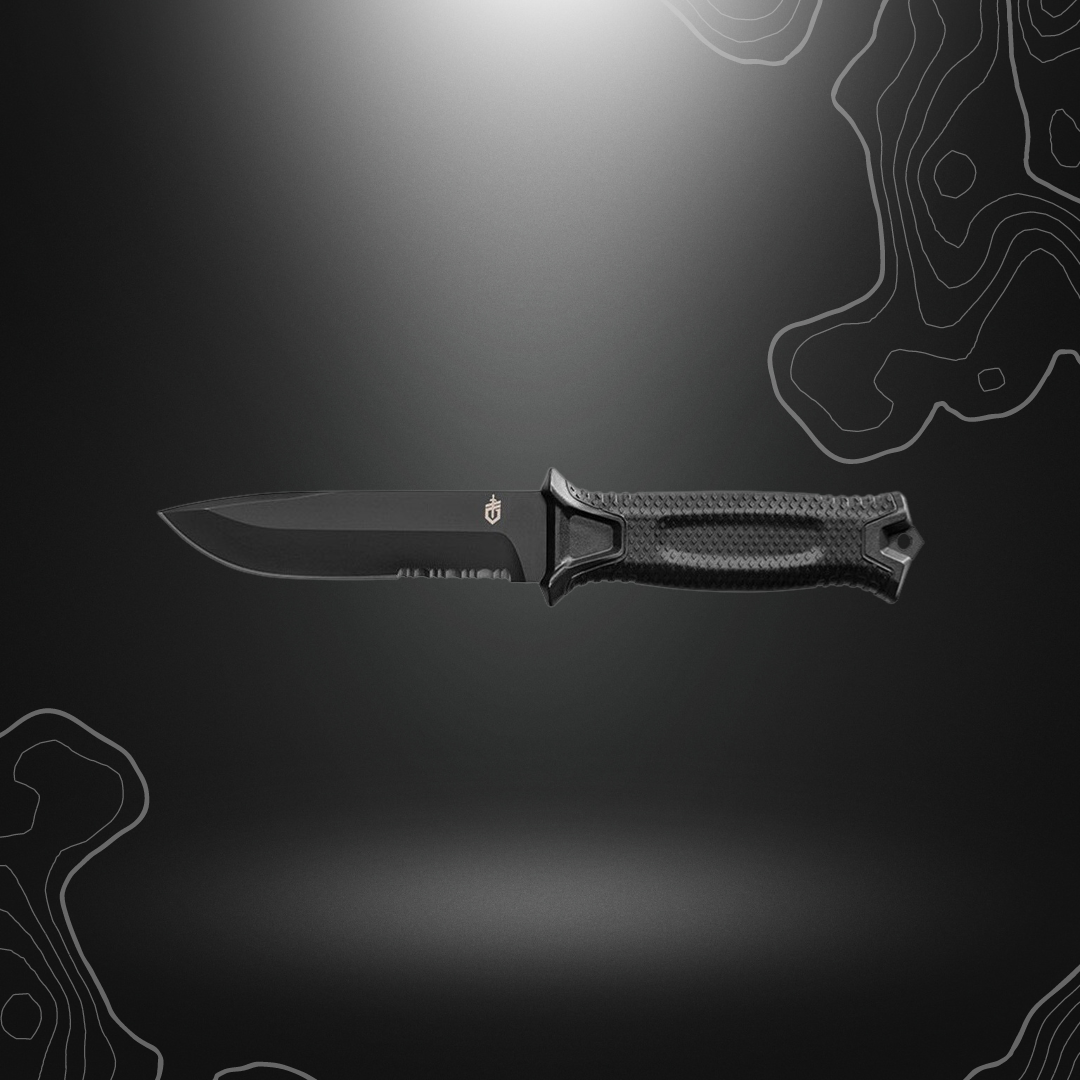 Poignard de survie Gerber StrongArm avec tranchant mixte et étui multi-monture MOLLE noir