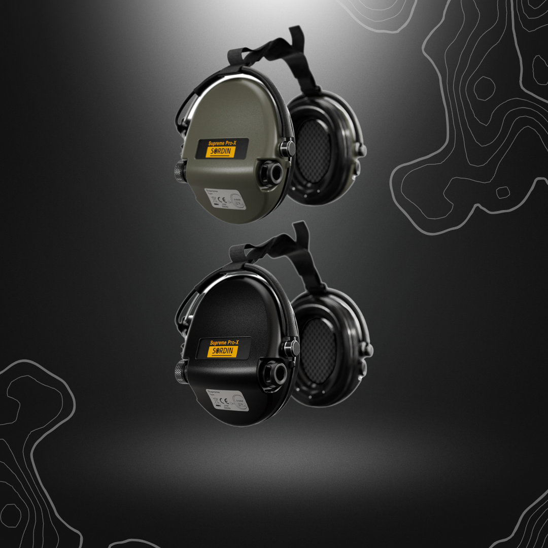 Image d'un casque anti-bruit Pro-X Supreme serre-nuque de Sordin, idéal pour une protection auditive optimale, avec possibilité de connecter une source audio externe, résistant à l'eau et la