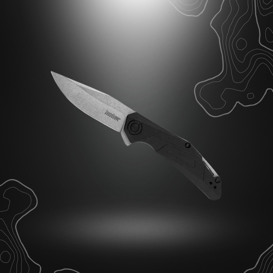 Kershaw Camshaft, couteau pliant avec lame en acier 4Cr14, ouverture assistée SpeedSafe et manche noir en nylon et fibre de verre