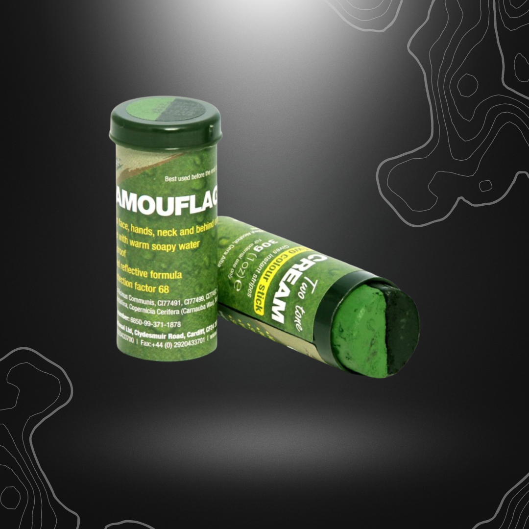 Tube de camouflage BCB en noir et vert de 30g, facile à appliquer et à enlever, réfléchissant les infrarouges, résistant à la pluie et à la transpiration, non tox