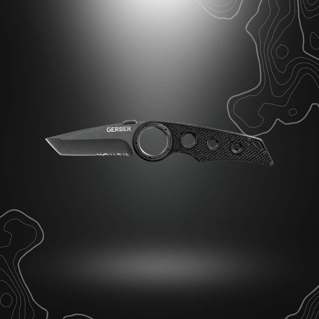 Gerber Remix Tactical couteau pliant noir avec tranchant mixte et design atypique
