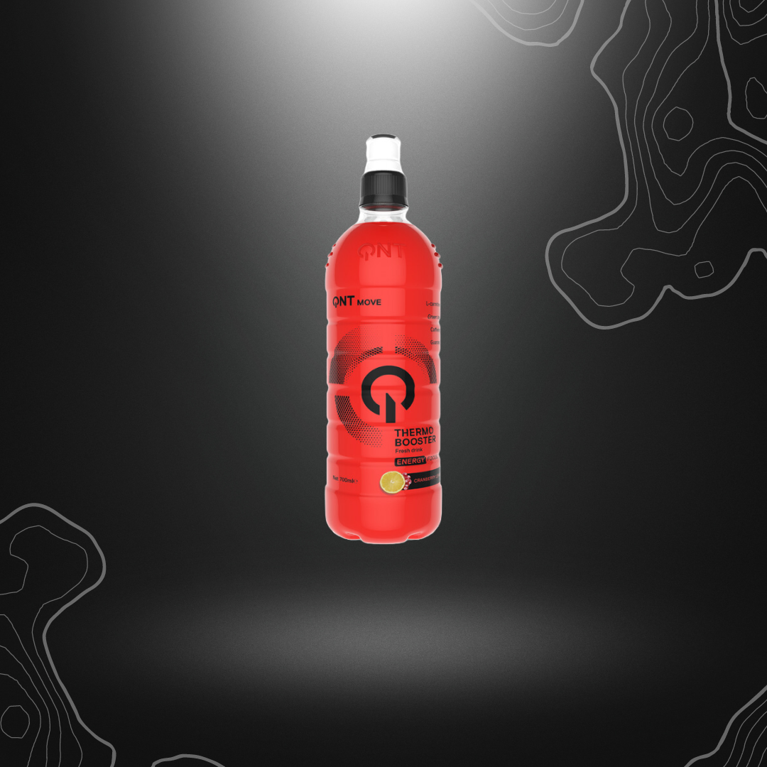 Boisson énergisante Thermo Booster au goût cranberry citron 700ml de QNT, aidant à stimuler le métabolisme et brûler les graisses
