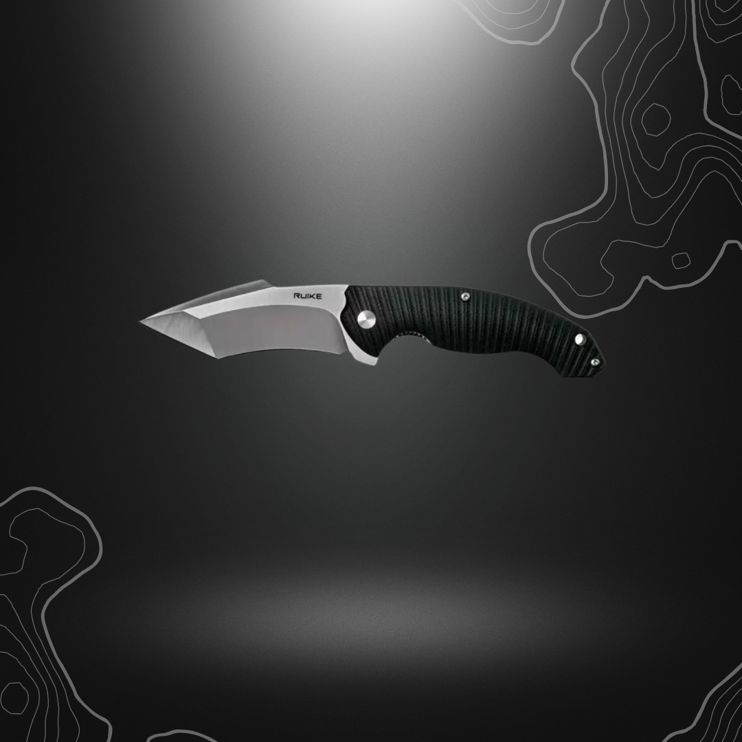 Couteau pliant tactique noir P851B de RUIKE avec verrou de sécurité Thumb Up et lame en acier inoxydable 14C28N