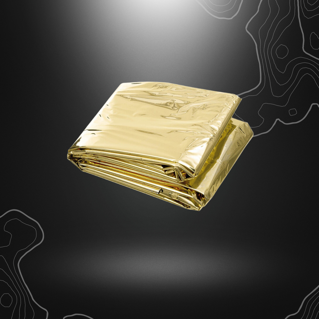 Alt tag: Couverture de survie MFH pour protection contre le froid, l'humidité, le vent et la chaleur, également utilisable comme tapis de sol pour sac de couchage, dimensions 213 x