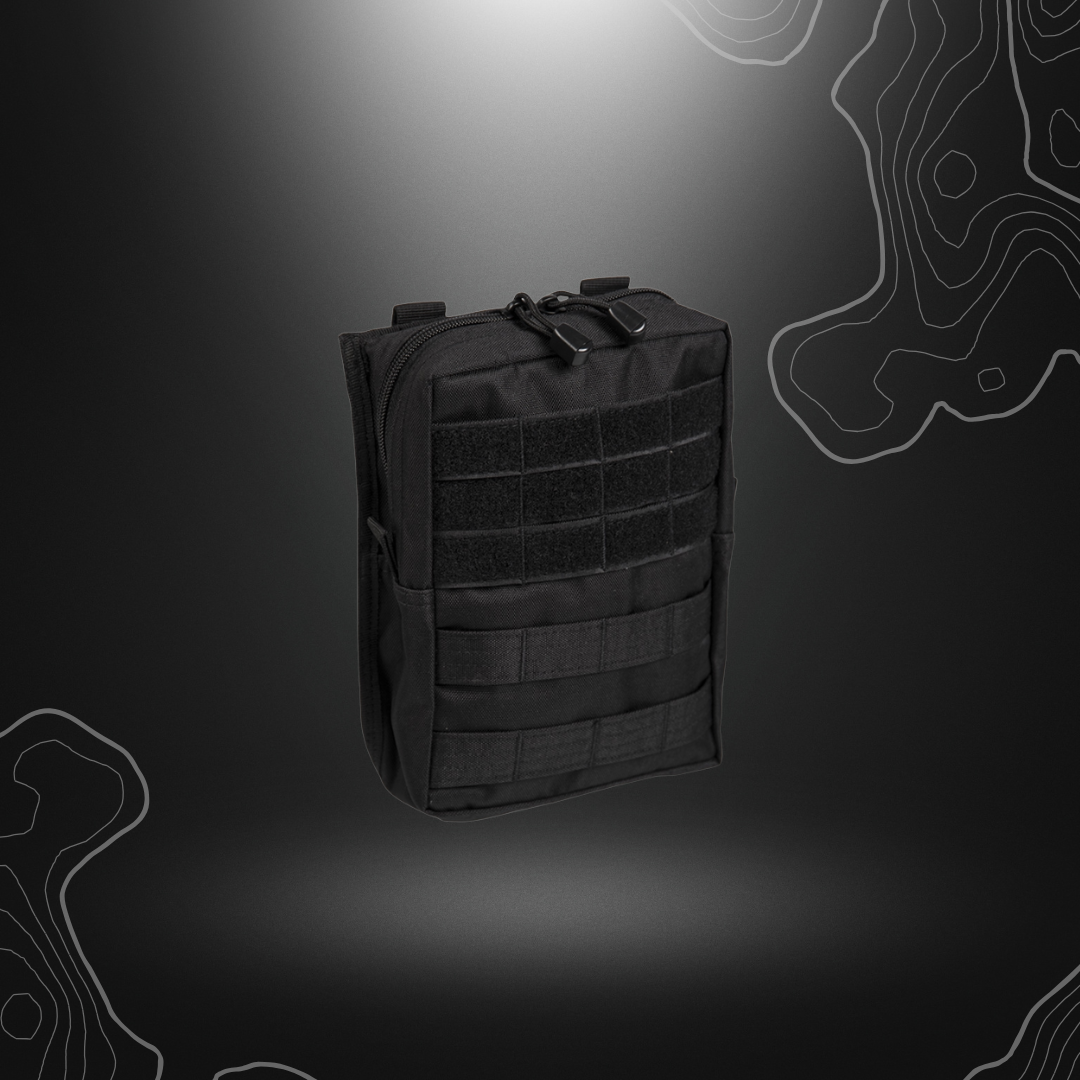 Grande poche admin Molle Belt Pouch noire de Mil-Tec avec fermeture zippée et système de fixation Molle