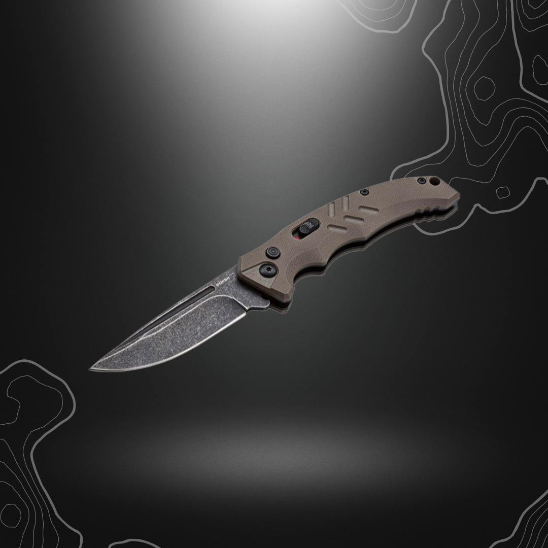 Couteau pliant tactique Intention II Coyote de Böker Plus avec lame en acier D2 et manche en G10 texturé