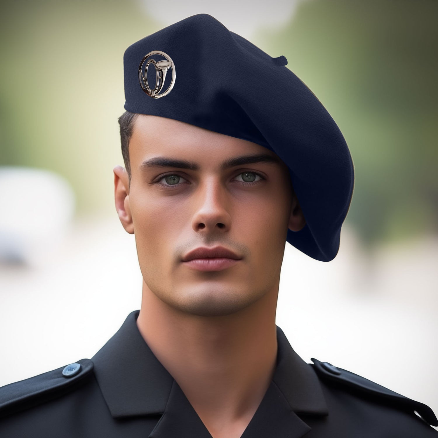 Beret alpin bleu marine 100% laine, sans doublure, diamètre 31 cm