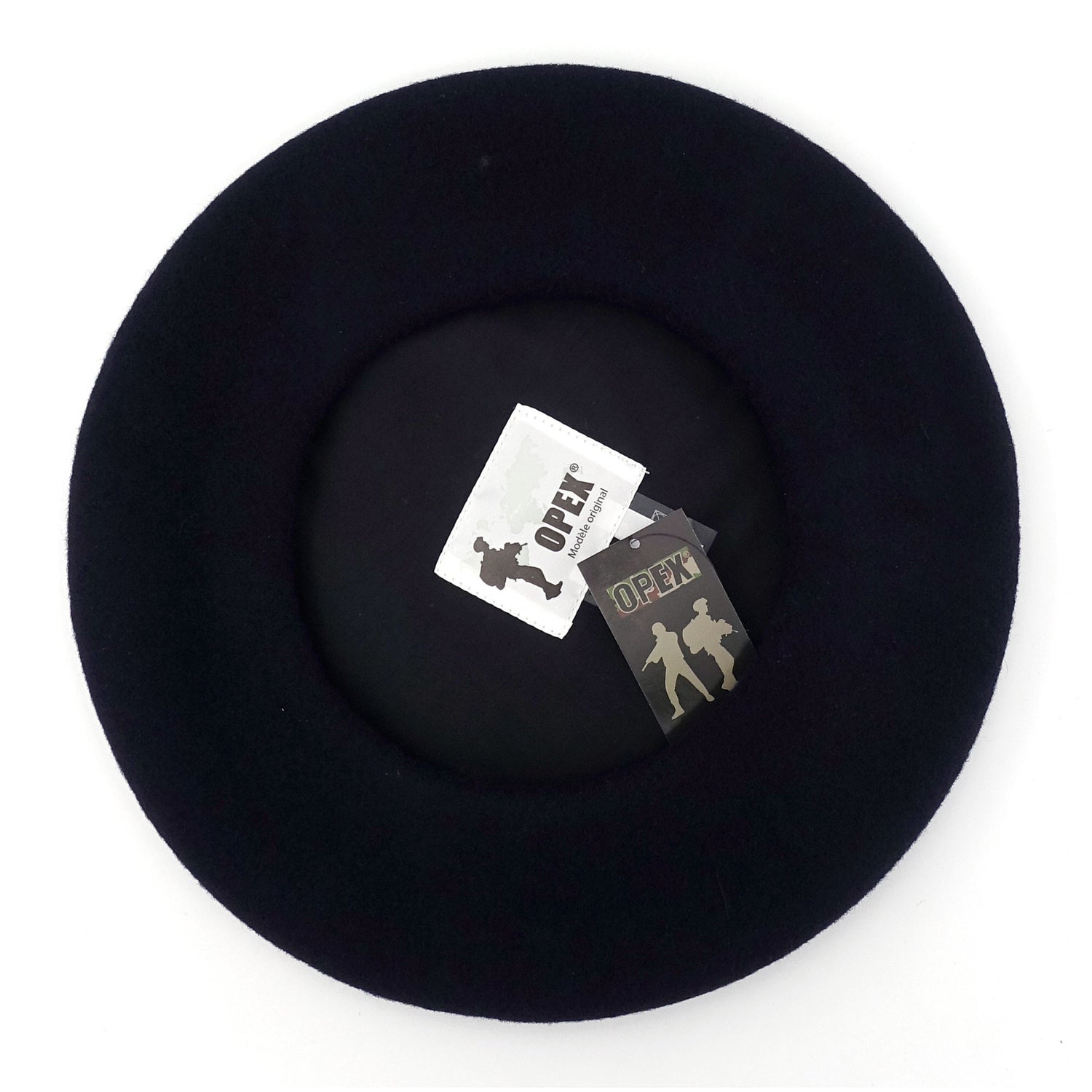 Beret alpin bleu marine 100% laine, sans doublure, diamètre de 31 cm