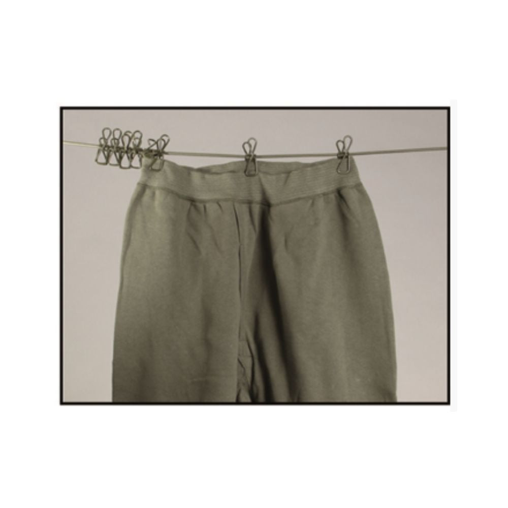 Corde à linge verte en polypropylène de 110 cm avec 8 pinces en acier de Mil-Tec