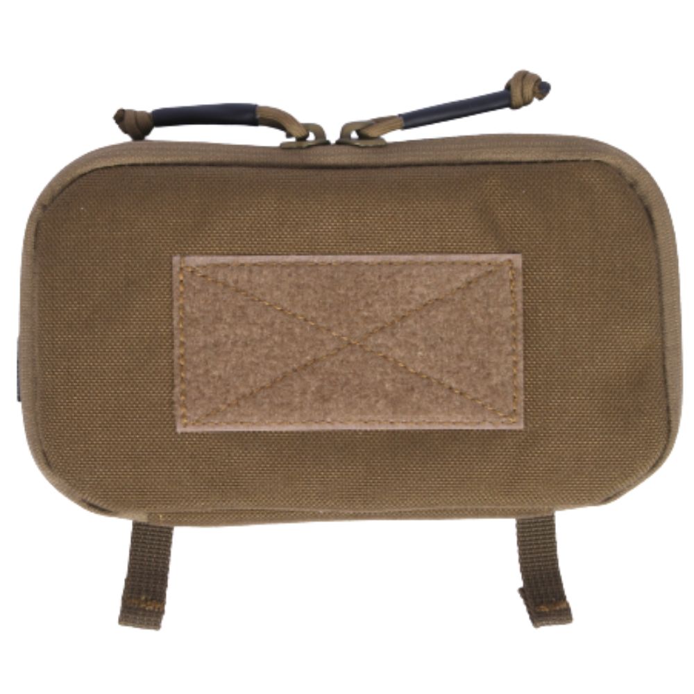 Poche Molle Admin pour téléphone de couleur tan, faite en tissu 1000D Cordura, parois moussées anti-choc, avec fixation MOLLE, support velcro et porte-stylet, de Ret