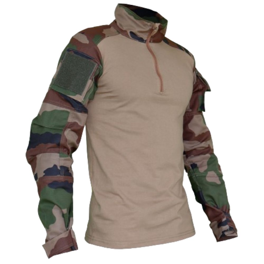 Chemise de combat UBAS Camo CE Ripstop CH768 2.0, confortable et résistante, avec épaulettes doublées, coudes renforcés et plusieurs poches pratiques