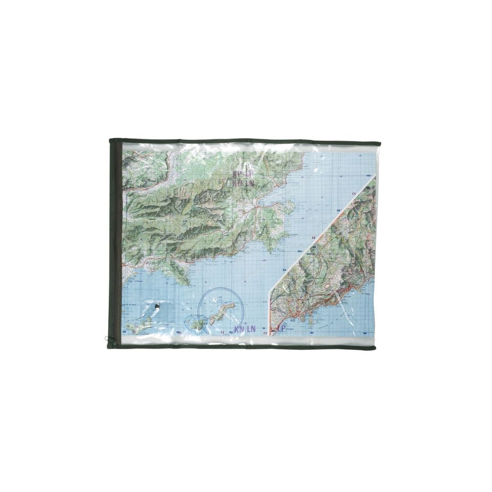 Porte carte vert olive OPEX en vinyle transparent avec poche, dimensions 61 x 51 cm