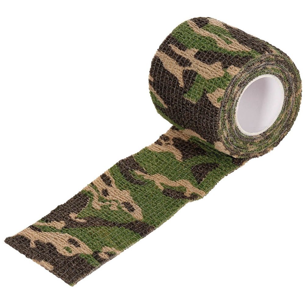Balise alt : Bande autogrippante Camo Wooland de MFH, tissu structurel élastique avec très bonne prise en main