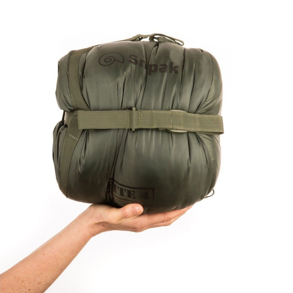 Sac de couchage sarcophage vert olive Softie Élite 4 de Snugpak, adapté aux basses températures en dessous de 0°C, avec panneau d'expansion pour le confort et le contrôle