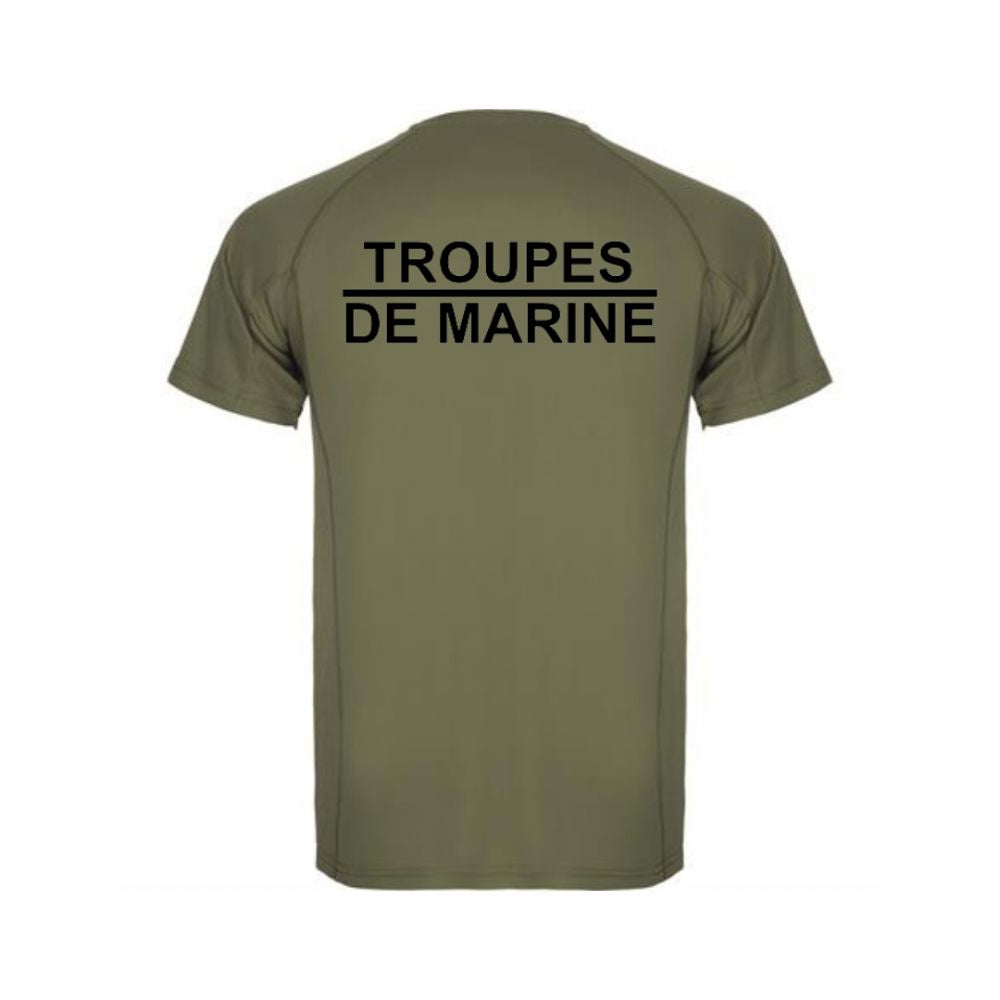 Vert T-Shirt des Troupes de Marine respirant avec protection UV, réservé au personnel de la défense