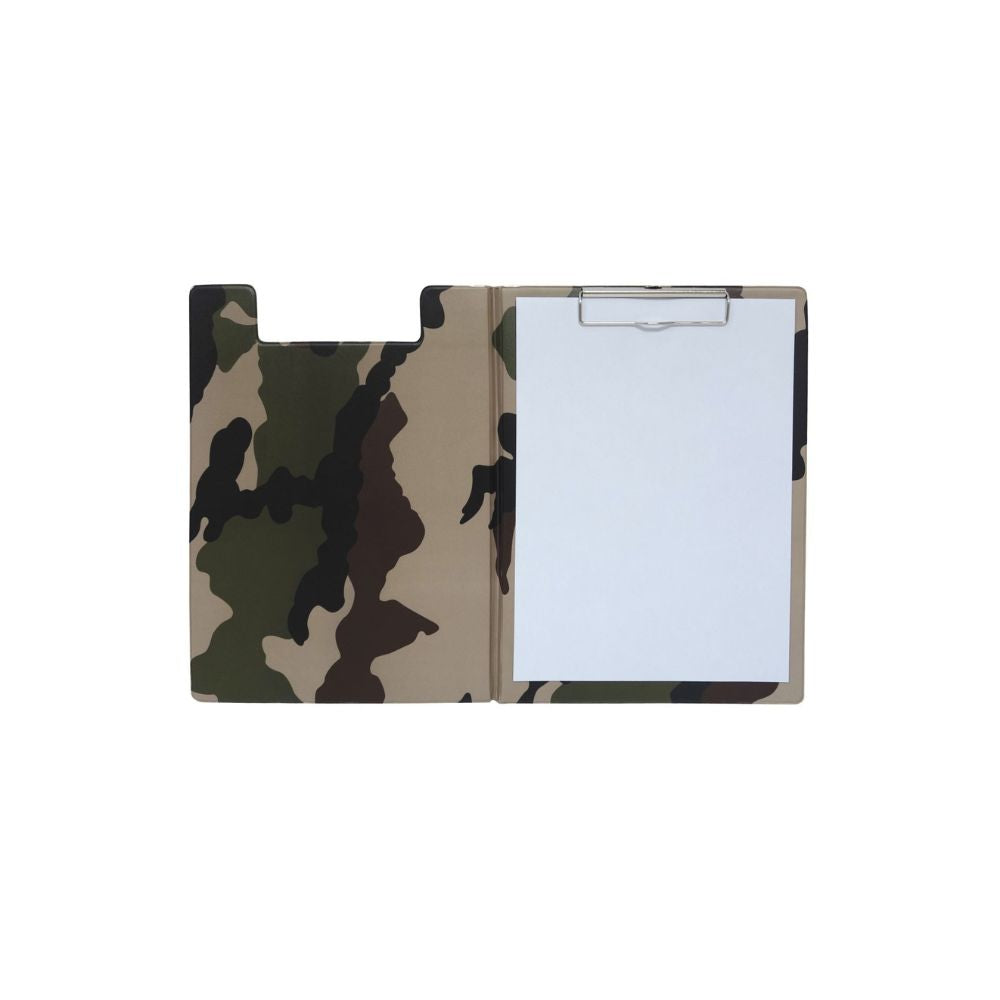 Porte document clip A4 OPEX, camo CE, avec accroche métal rétractable et couverture PVC, capacité de 70 feuilles, dimensions 32cm X 24cm, poids 320g