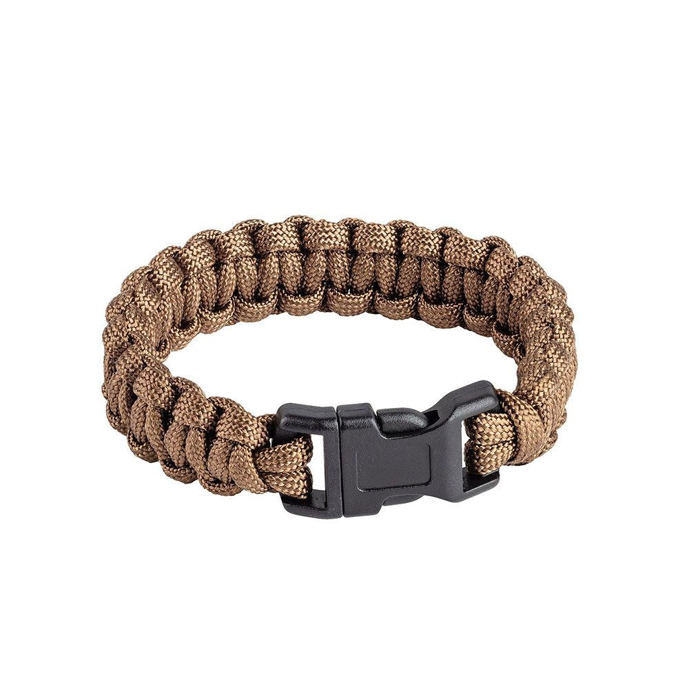 Bracelet de survie en paracorde tressée de couleur tan par A10 Equipment