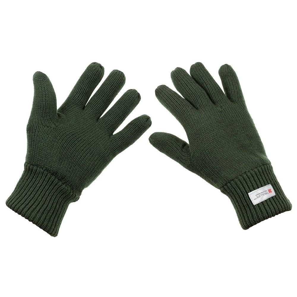 Alt tag : Gants en laine verte 3M - MFH avec maille fine, doublure extra chaude, extérieur 100% acrylique et doublure 100% polyester