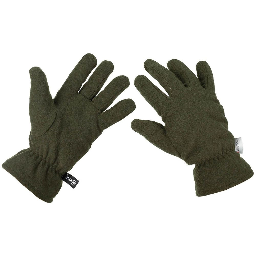 Alt: Gants polaires verts 3M Insulation MFH, avec cordon élastique aux poignets, doublure extra chaude et rembourrage Thinsulate, 100% Polyester