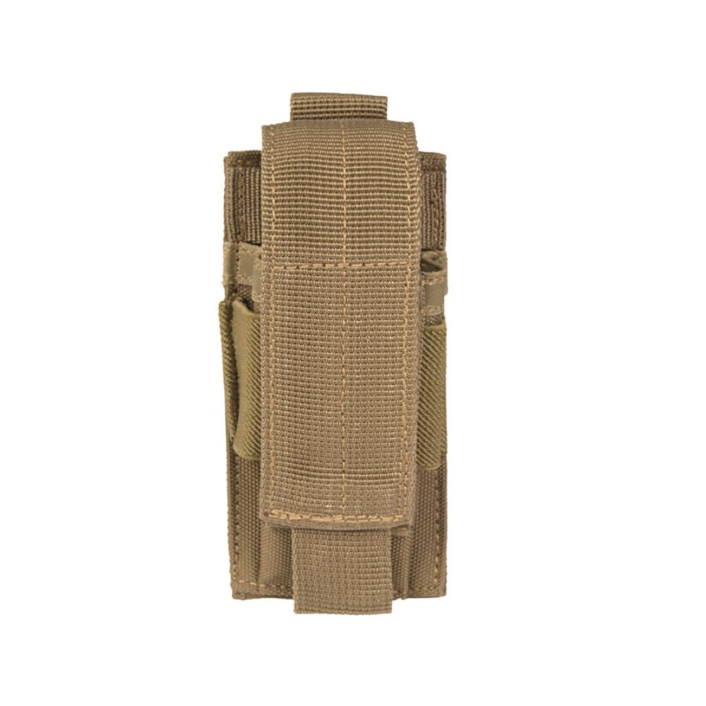 Porte-chargeur PA simple coyote Mil-Tec en polyester, recouvert de chlorure de polyvinyle avec système Molle, œillets et fermeture réglable par scratch