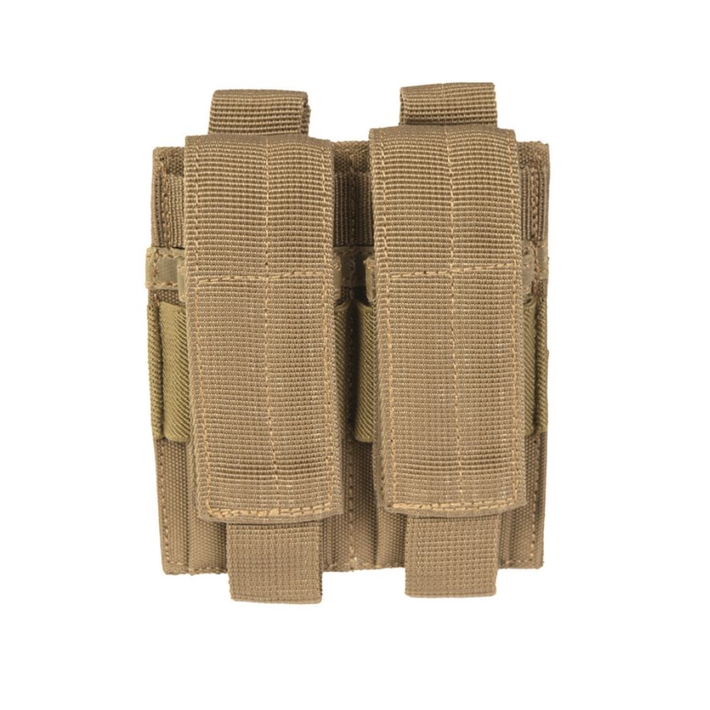 Porte-chargeur PA double Coyote Mil-Tec en polyester, recouvert de chlorure de polyvinyle, avec système Molle, oeillets et fermeture ajustable par scratch