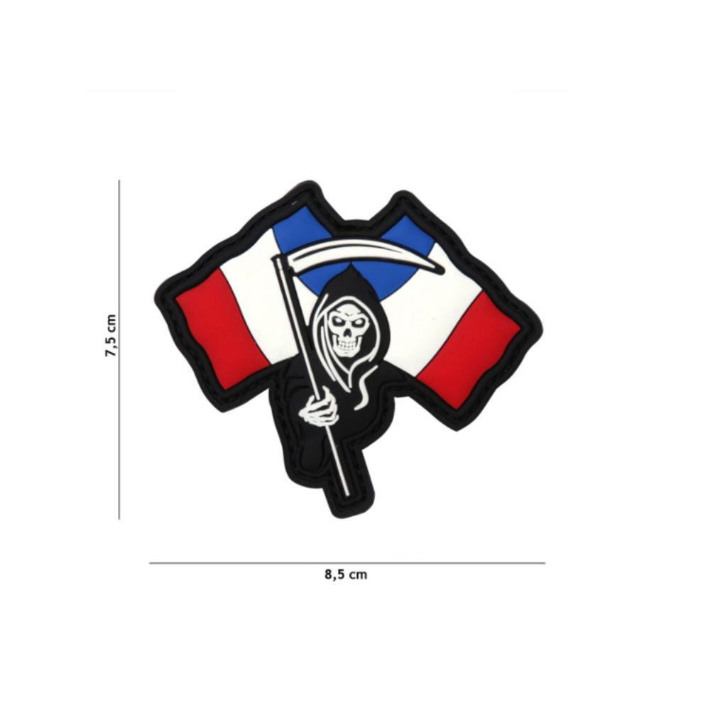Patch brodé de la Faucheuse en PVC, produit en France