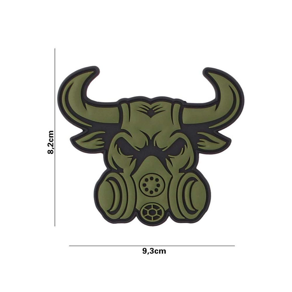 Patch pour masque à gaz en PVC vert en forme de taureau