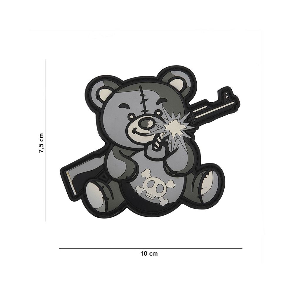Patch en PVC gris avec motif Teddy Terror