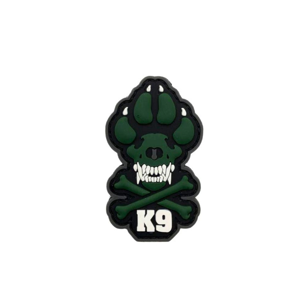 Patch pour chien avec un design de squelette de couleur verte en PVC.