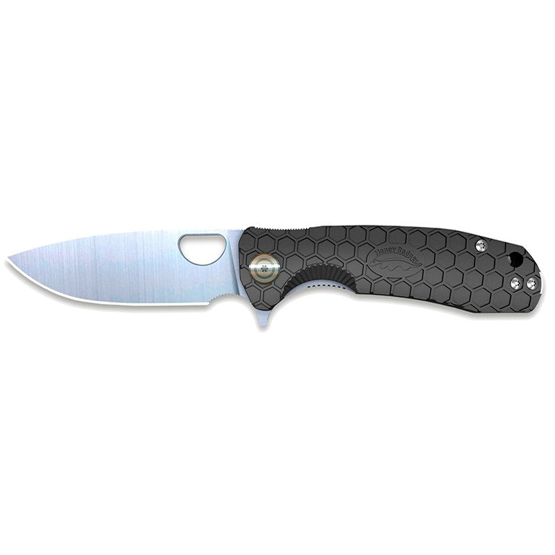 Medium taille Honey Badger Flipper couteau pliant noir avec manche FRN, lame en acier 8Cr13MoV et clip au dos