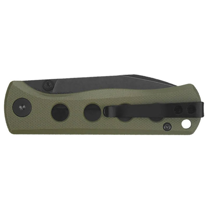 QSP Canary Olive Green couteau pliant avec manche en G10 vert Olive et lame noire en acier 14C28N