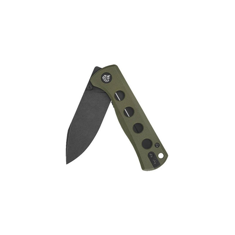 QSP Canary Olive Green pliant couteau avec manche en G10 et lame noire en acier 14C28N