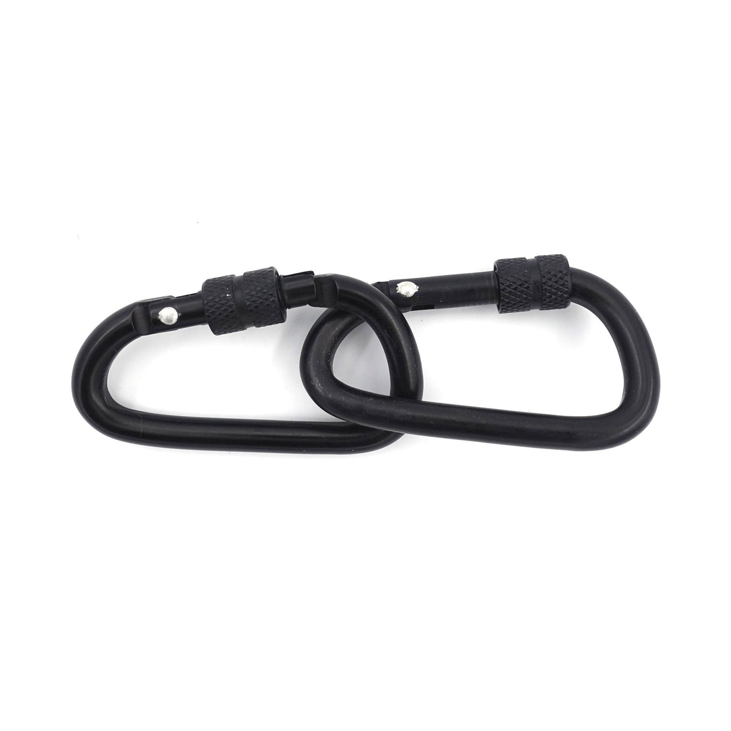 Deux mousquetons noirs en aluminium de 8cm avec vis de sécurité OPEX