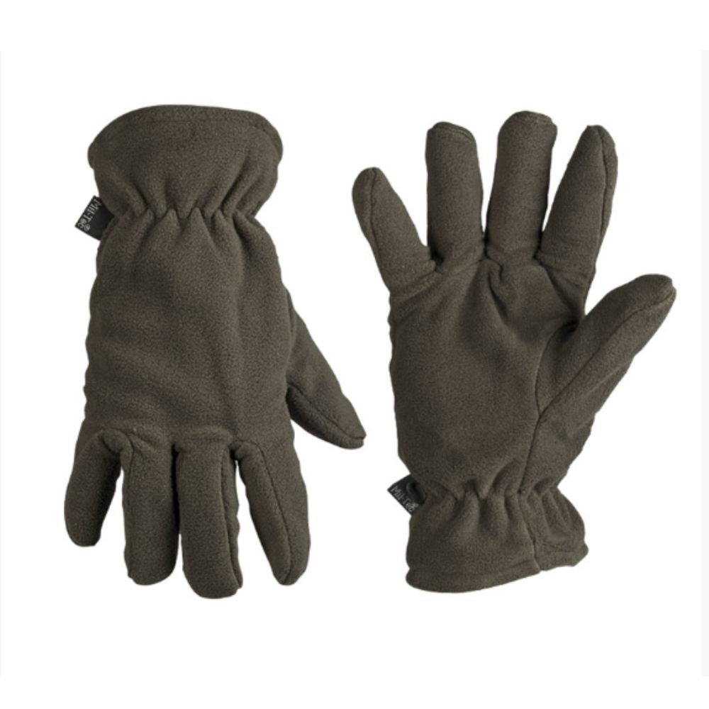 Des gants polaires Thinsulate 3M de couleur vert olive par Mil-Tec, avec doublure et matériau extérieur en polyester, taille S à XL