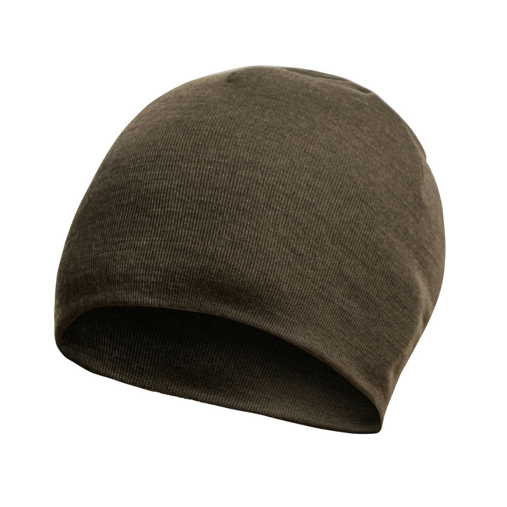 Bonnet Beanie Lite en laine mérinos vert olive de Woolpower, ajusté, double épaisseur pour isolation optimale