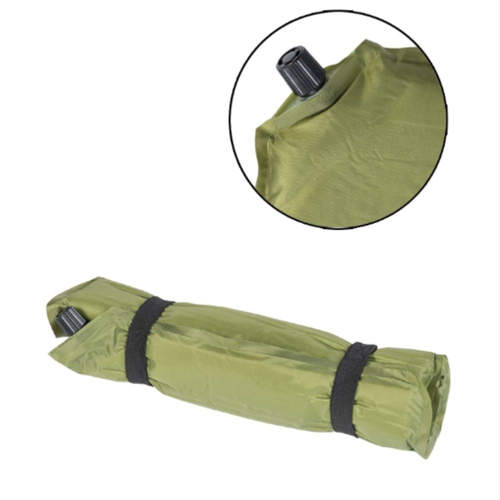COUSSIN D'ASSISE GONFLABLE VERT OLIVE MIL-TEC, robuste, léger et autogonflable, idéal pour camping et randonnée, avec sac de transport