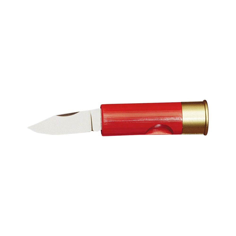 Couteau pliant en forme de cartouche rouge avec manche de 6,5 cm et lame en inox