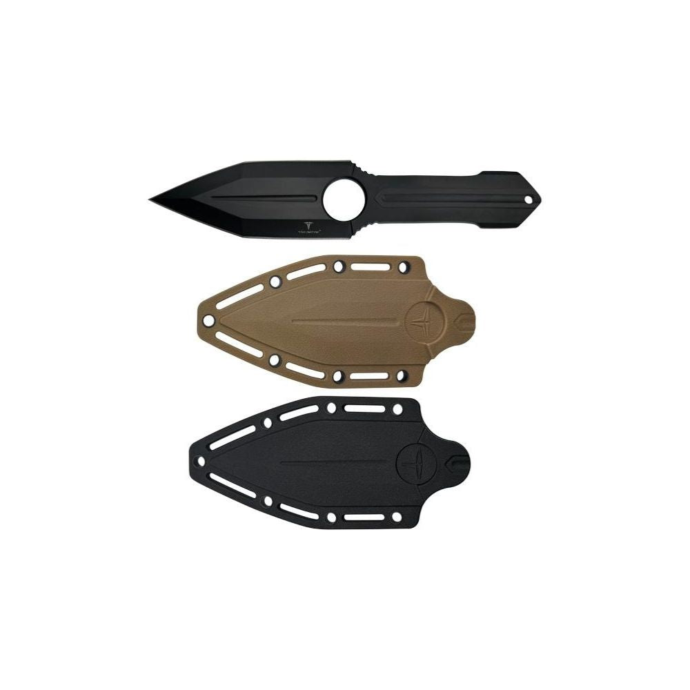 Poignard Steel Rain de Takumitak avec lame ajourée noire robuste et étuis interchangeables pour l'aventure en plein air