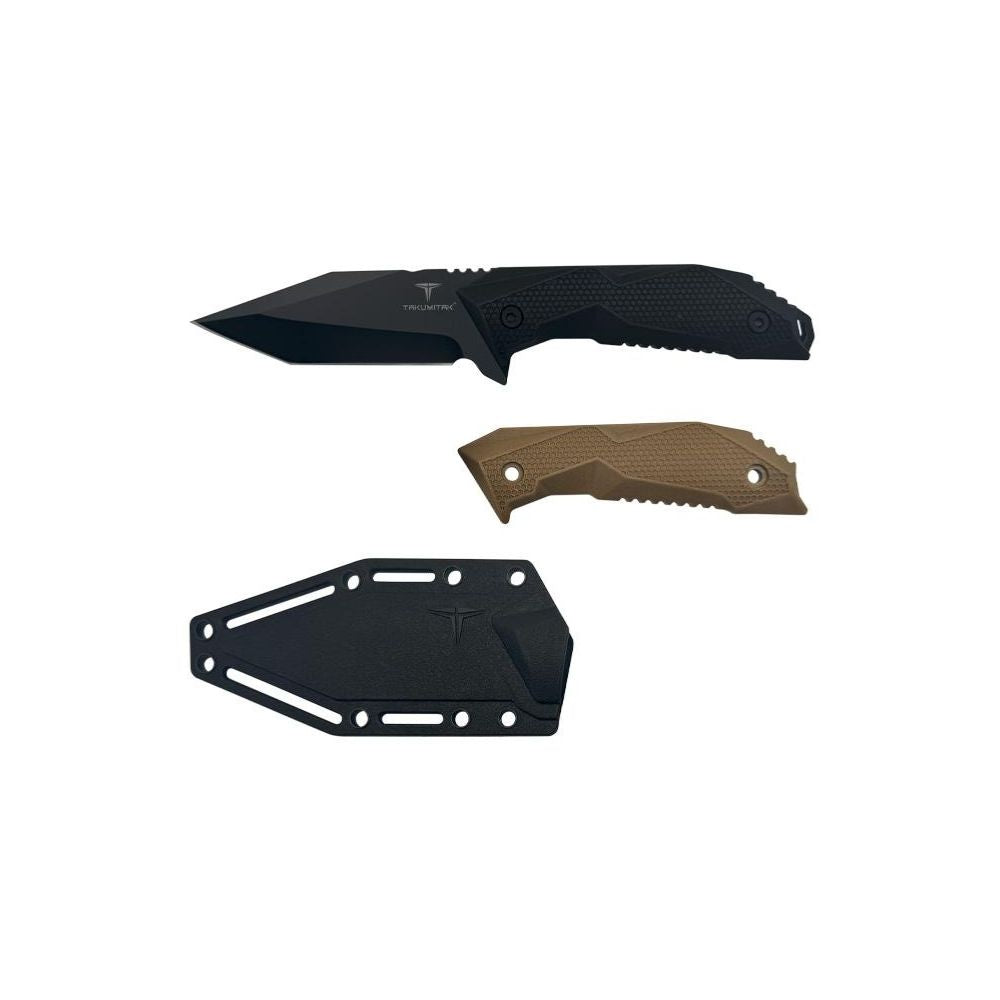 Poignard Terminal Takumitak avec lame fixe tanto en acier 3Cr13, manche en FRN et étui noir avec clip MOLLE