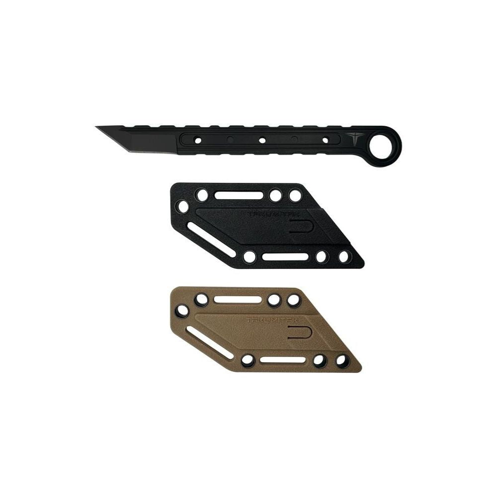 Poignard robuste Takumitak Utility en acier 3Cr13 avec lame tanto et manche ajouré