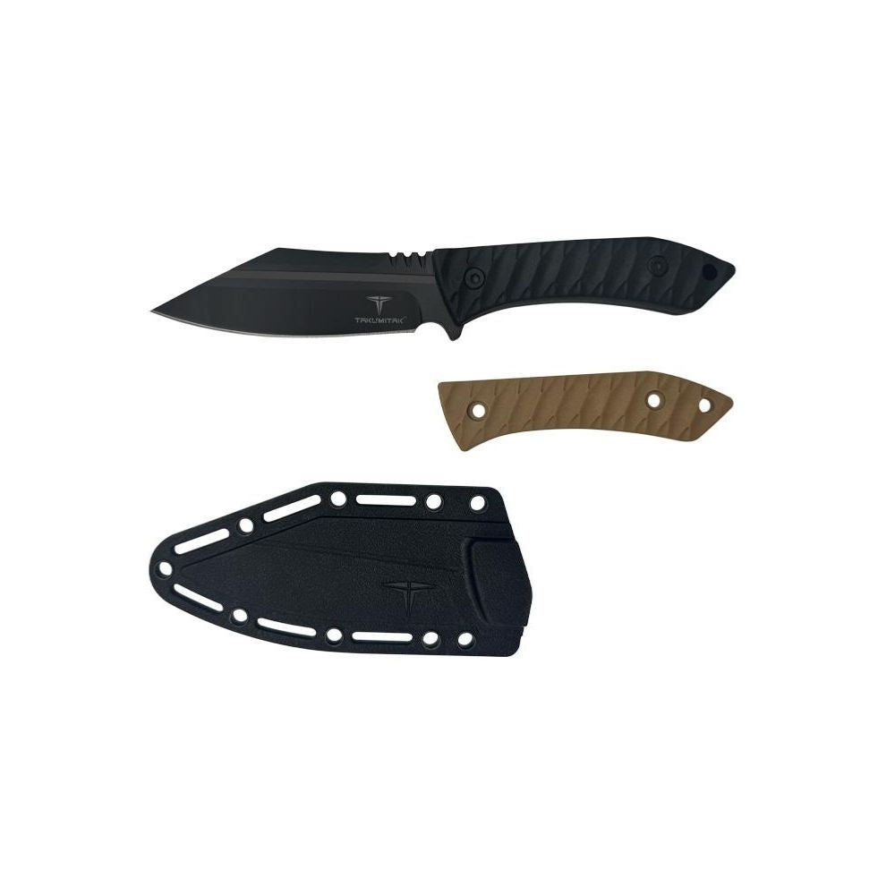 Poignard Asym Takumitak avec lame SheepFoot en acier et manche en FRN noir