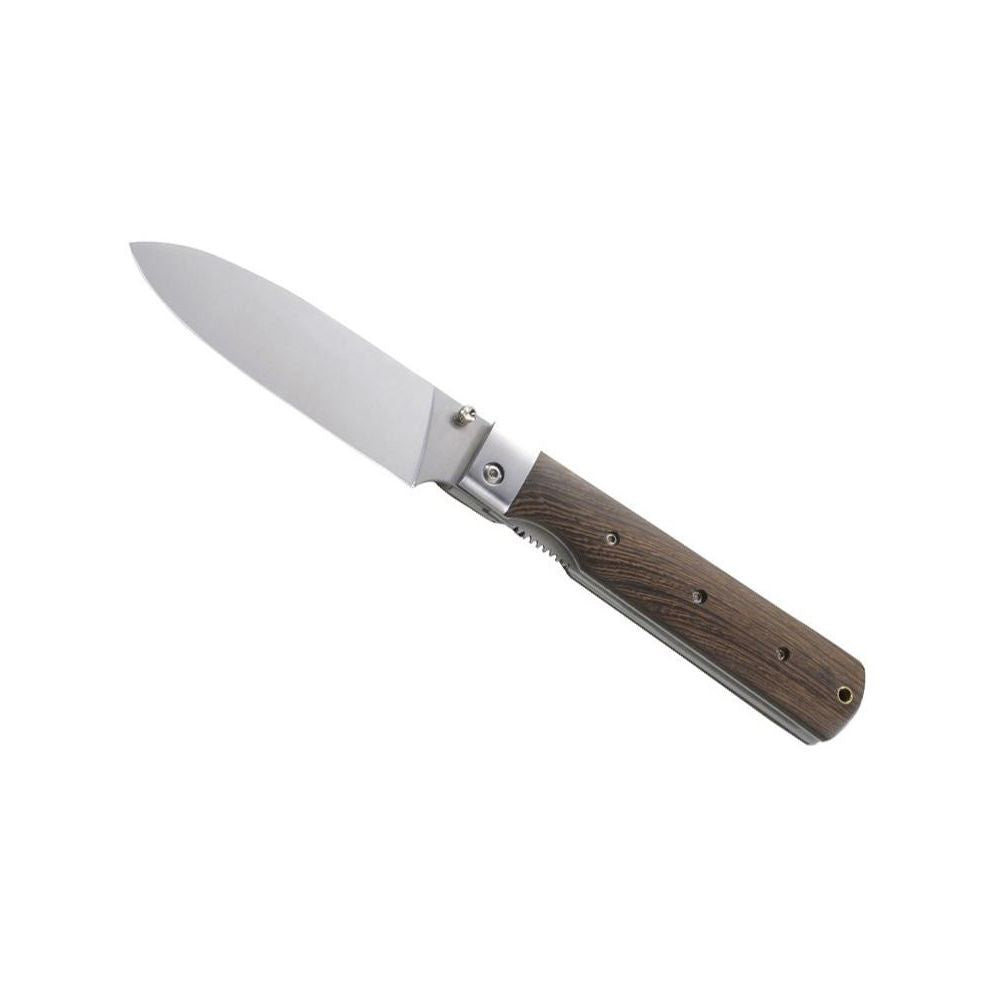 Un couteau pliant Herbertz avec manche en bois japonais et lame large en acier 440