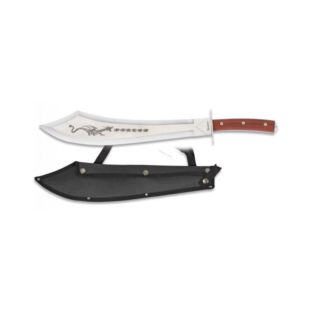 Machette coupe-coupe Dragon Albainox avec lame en acier et manche en bois, idéale pour les activités extérieures
