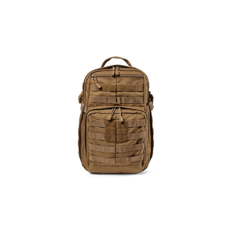 Petit sac à dos tactique Rush 12 Tan 2.0 de 5.11, résistant à l'eau, avec compartiments multiples, poche pour ordinateur portable et système d'hydratation.