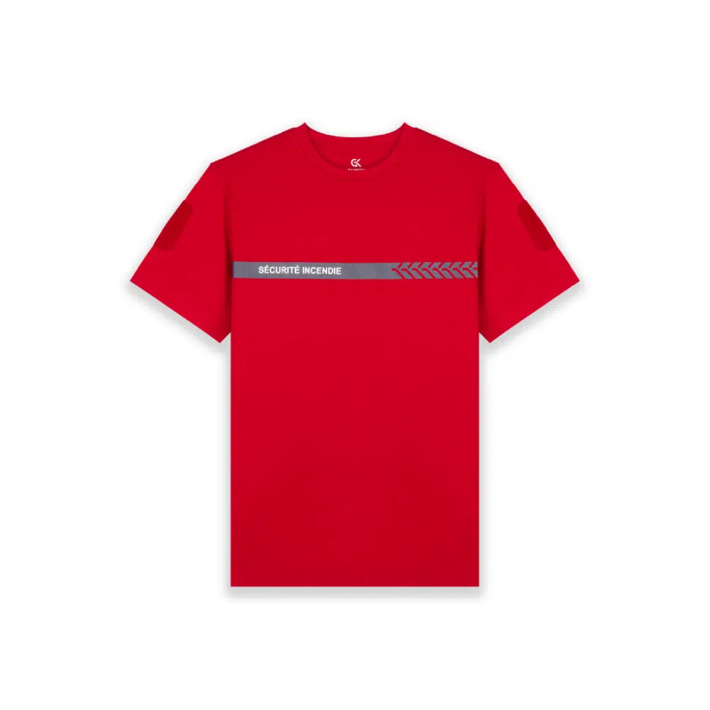 Professionnel T-shirt Sécurité Incendie GK SAFETEK en coton avec bande d'identification